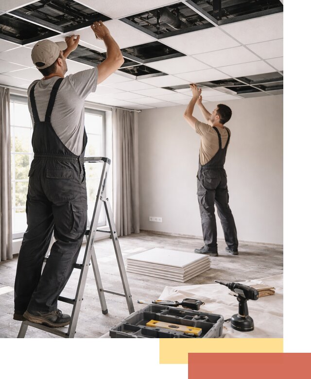 Замена плит подвесного потолка в бору быстро и качественно