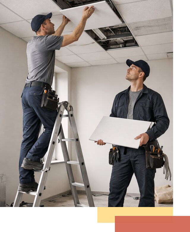 Обслуживание подвесного потолка в бору — ремонт и чистка