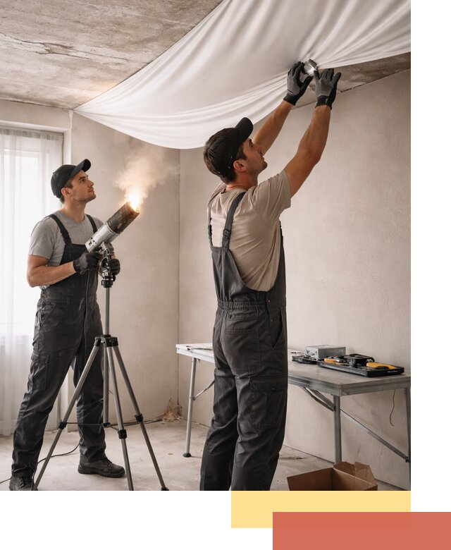 Установка натяжного потолка под ключ в бору