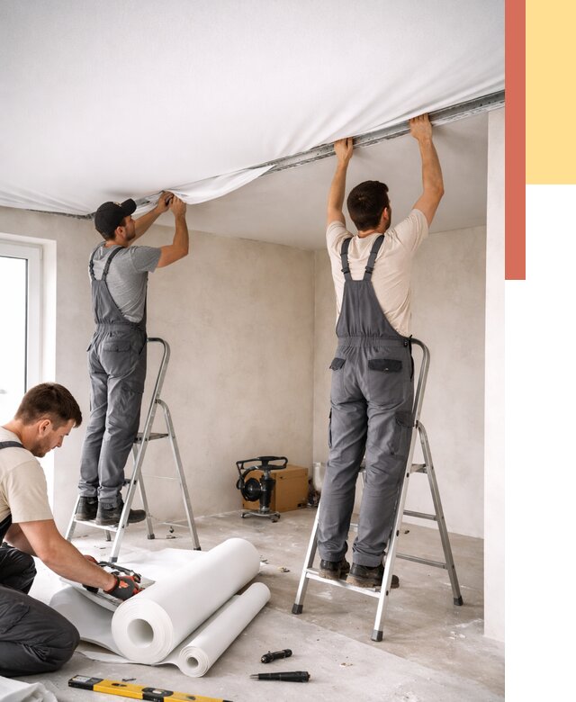 Монтаж тканевого натяжного потолка в бору от 3637 руб. под ключ | ОТДЕЛОЧНИК-Бор