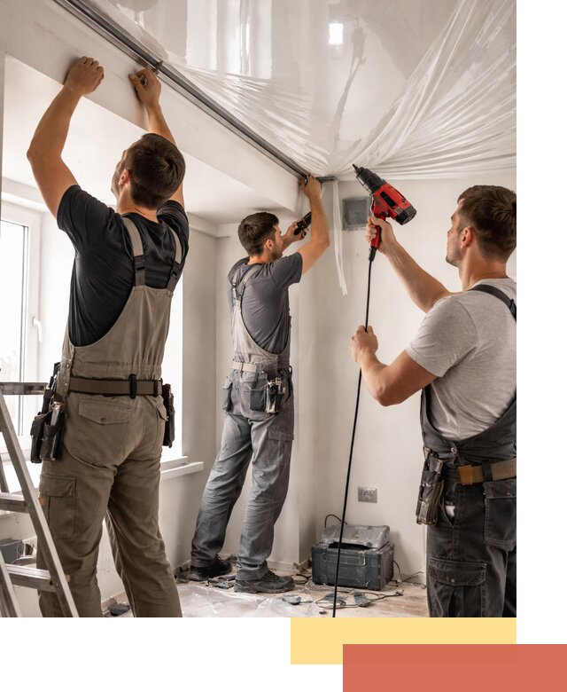 Монтаж глянцевого натяжного потолка в бору быстро и качественно