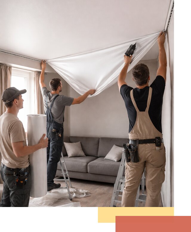 Монтаж сатинового натяжного потолка в бору качественно и быстро