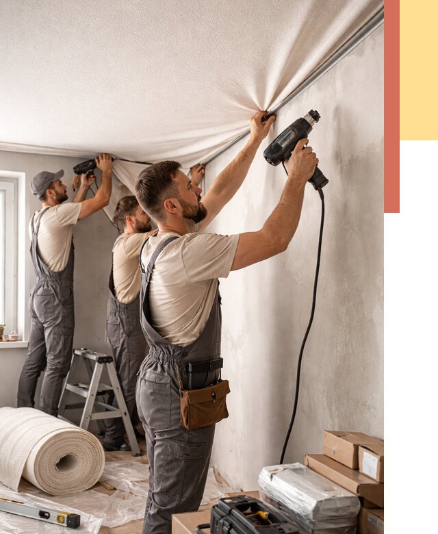 Монтаж фактурного натяжного потолка в бору от 779 руб. — ОТДЕЛОЧНИК-Бор