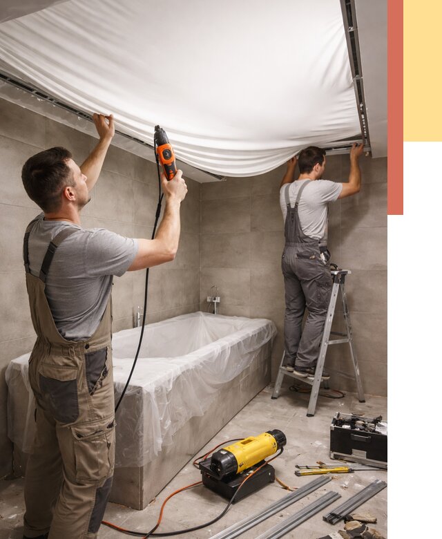 Монтаж натяжного потолка в ванной в бору от 1247 руб. под ключ | ОТДЕЛОЧНИК-Бор