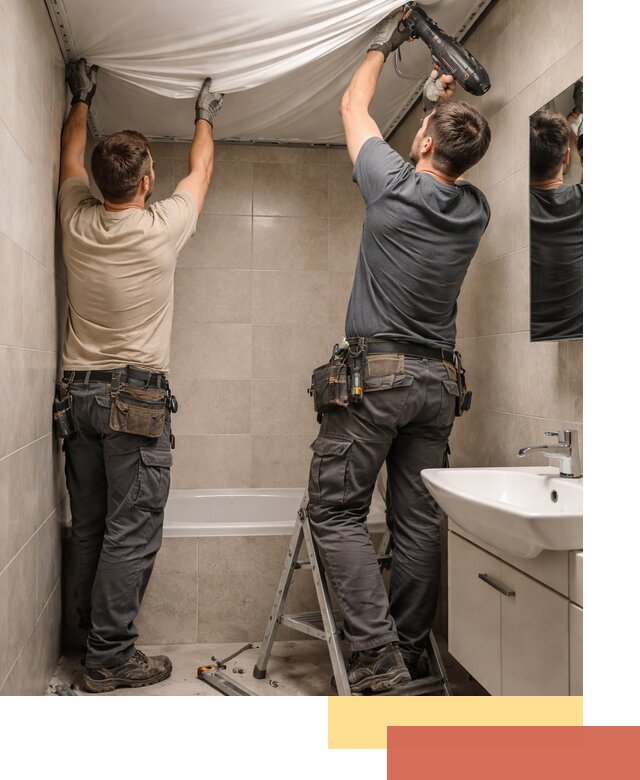 Монтаж натяжного потолка в ванной в бору быстро и качественно