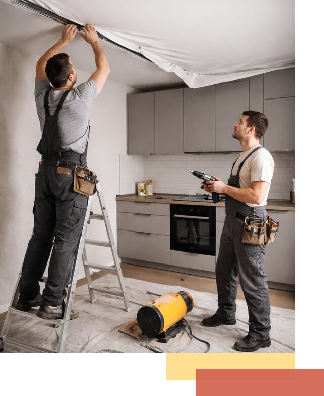 Монтаж натяжного потолка на кухне в бору