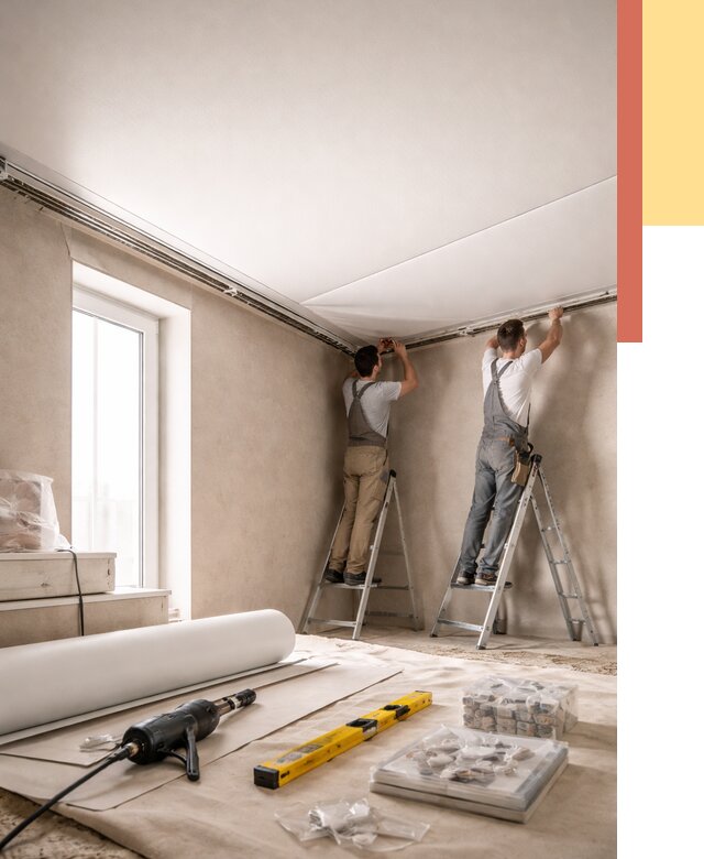 Монтаж натяжного потолка в спальне в бору от 3948 руб. под ключ | ОТДЕЛОЧНИК-Бор