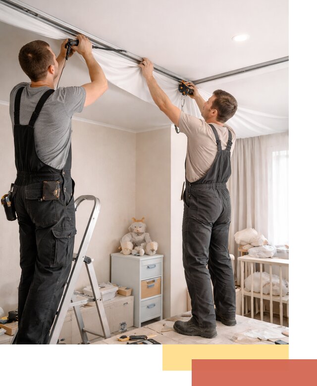 Монтаж натяжного потолка в детской комнате в бору