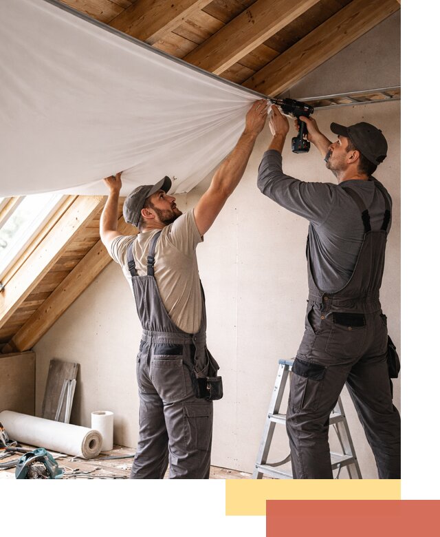 Монтаж натяжного потолка в мансарде в бору