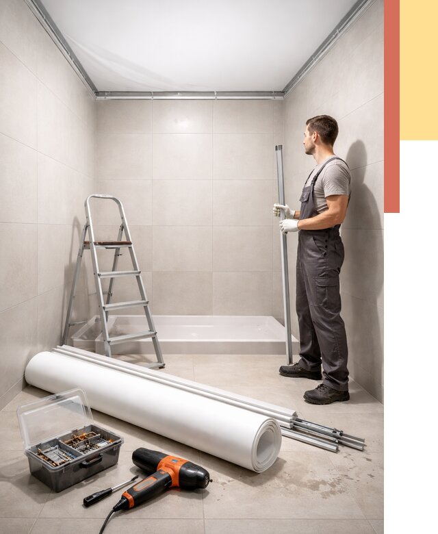 Монтаж натяжного потолка в санузле в бору от 1922 руб. — ОТДЕЛОЧНИК-Бор