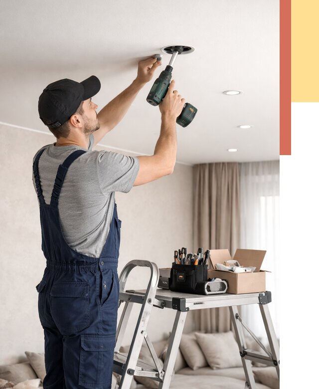 Установка и монтаж точечных светильников в натяжной потолок в бору от 1870 руб. | ОТДЕЛОЧНИК-Бор