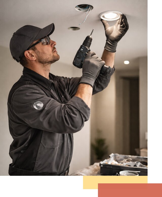 Установка точечных светильников в натяжной потолок в бору