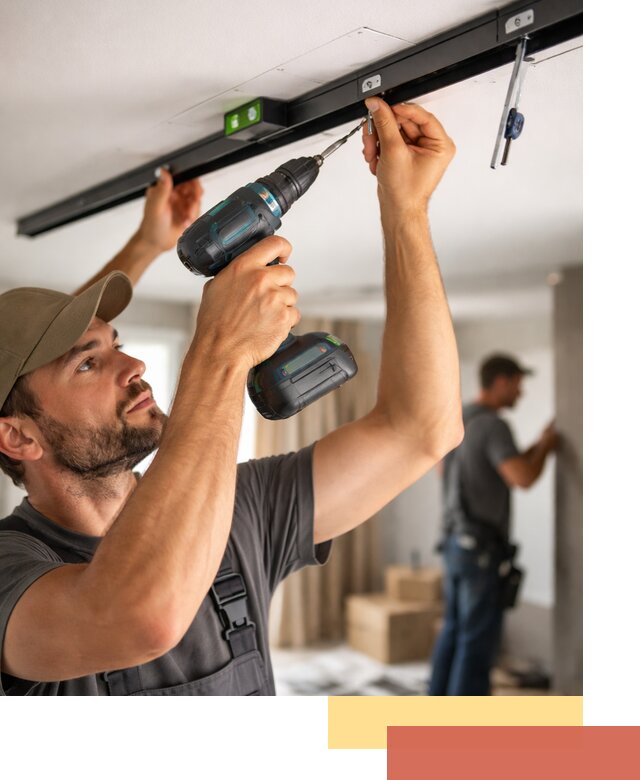 Установка трековых светильников в натяжной потолок в бору