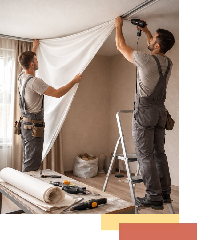 Замена полотна натяжного потолка в бору быстро и качественно