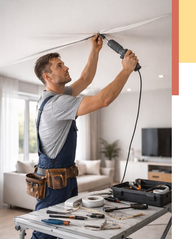 Ремонт натяжных потолков в бору от 9871 руб. под ключ — ОТДЕЛОЧНИК-Бор