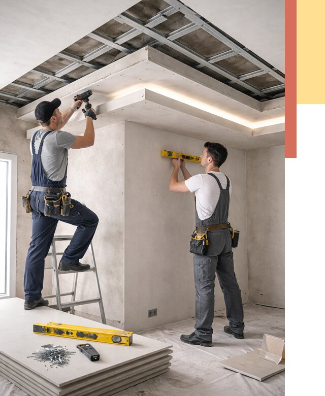 Двухуровневый потолок из гипсокартона в бору от 1507 руб. под ключ | ОТДЕЛОЧНИК-Бор