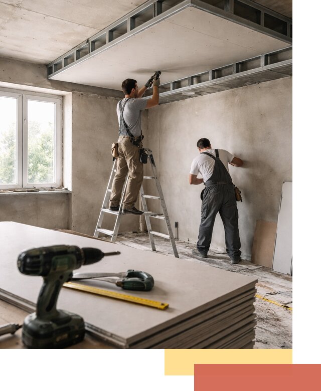 Двухуровневый потолок из гипсокартона в бору