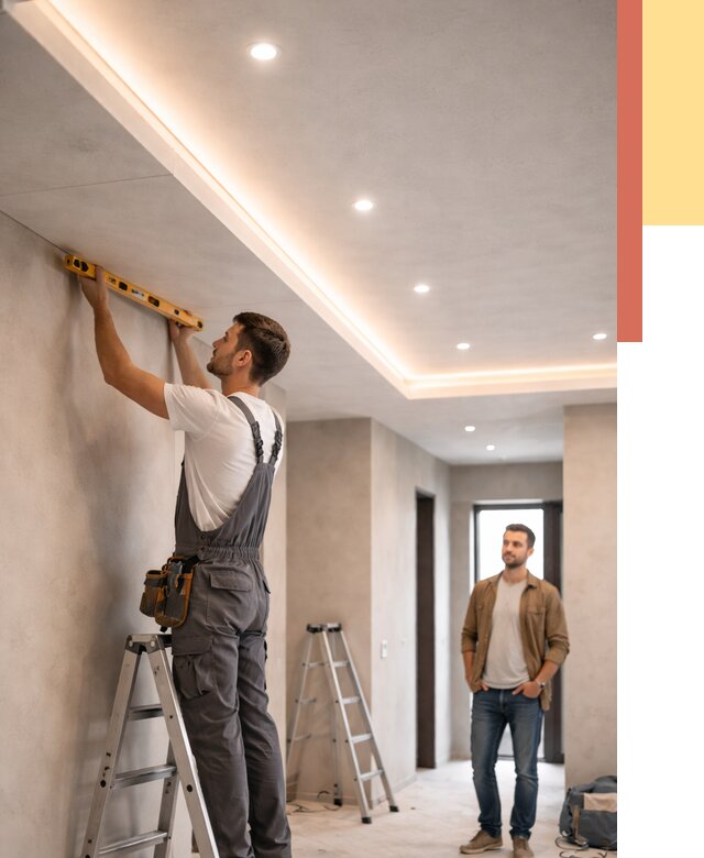 Потолок из гипсокартона с подсветкой в бору от 779 руб./м2 под ключ | ОТДЕЛОЧНИК-Бор