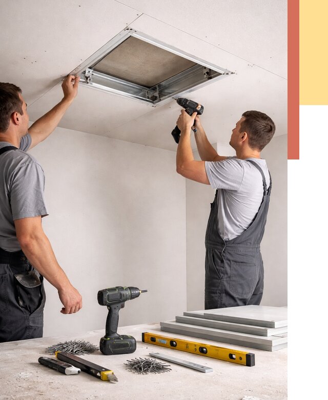 Установка люка в потолок ГКЛ в бору от 2598 руб. под ключ | ОТДЕЛОЧНИК-Бор