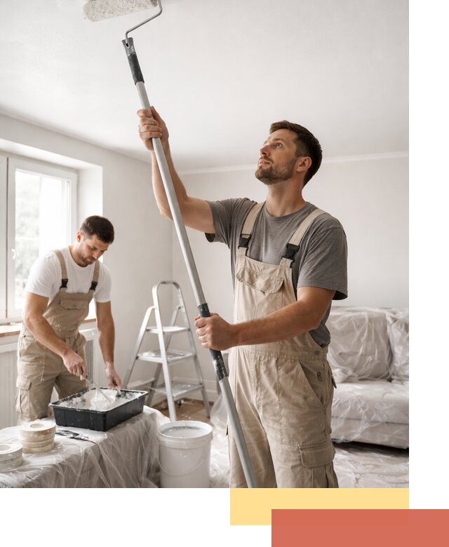 Покраска потолка водоэмульсионной краской в бору