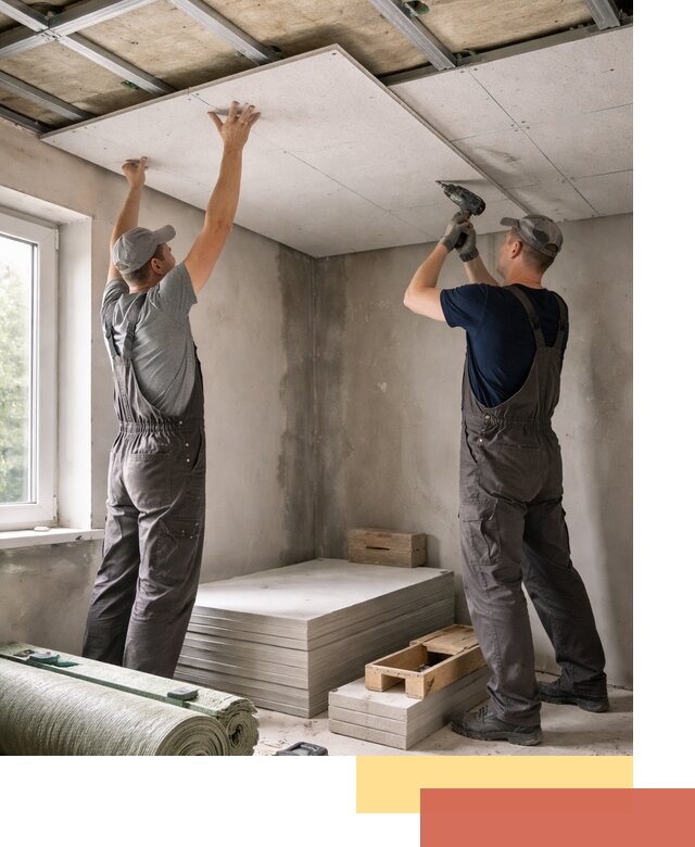 Шумоизоляция потолка панелями ЗИПС в бору